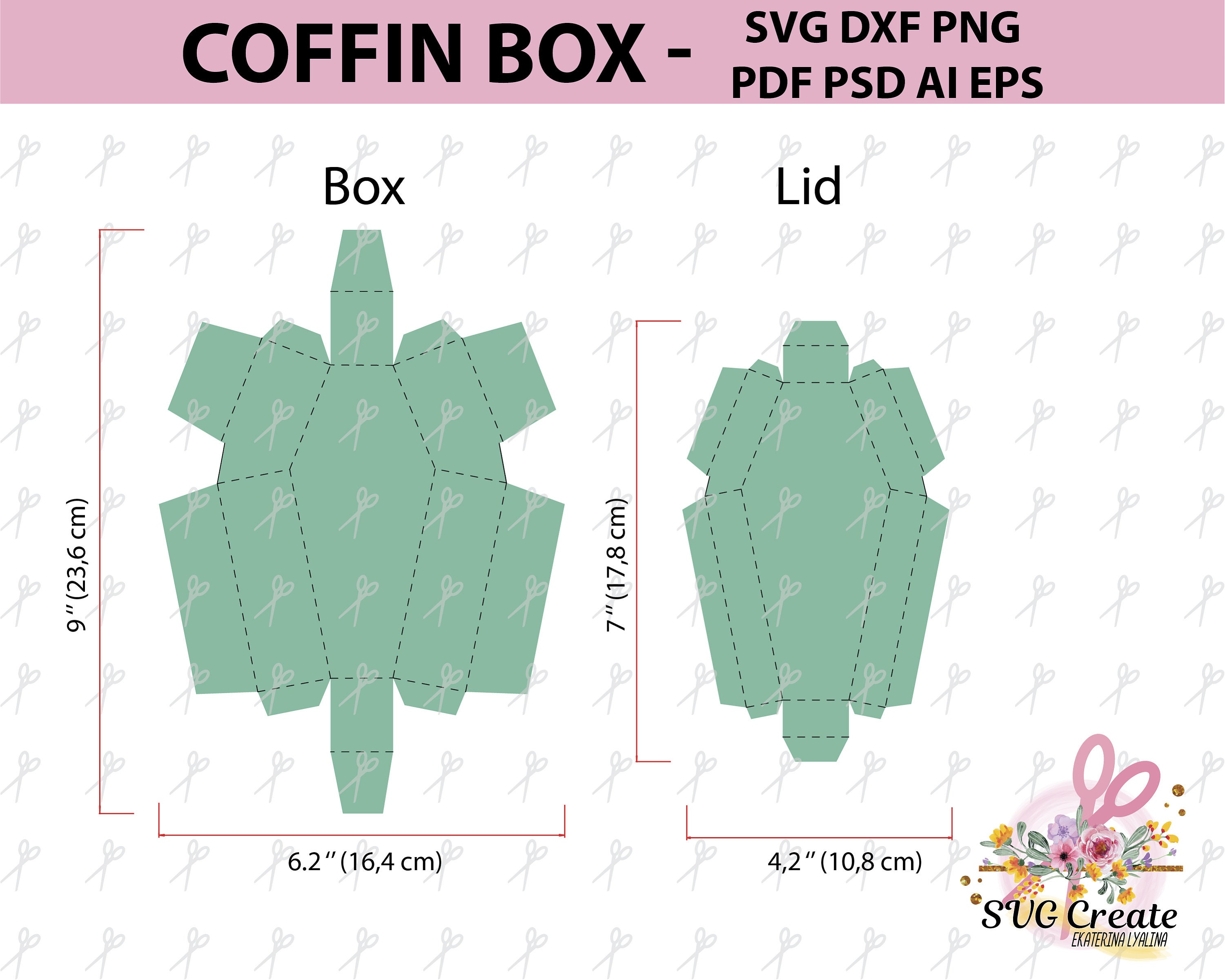 Coffin Template Pdf Box Printable Coffin Box Coffin Pdf | Etsy