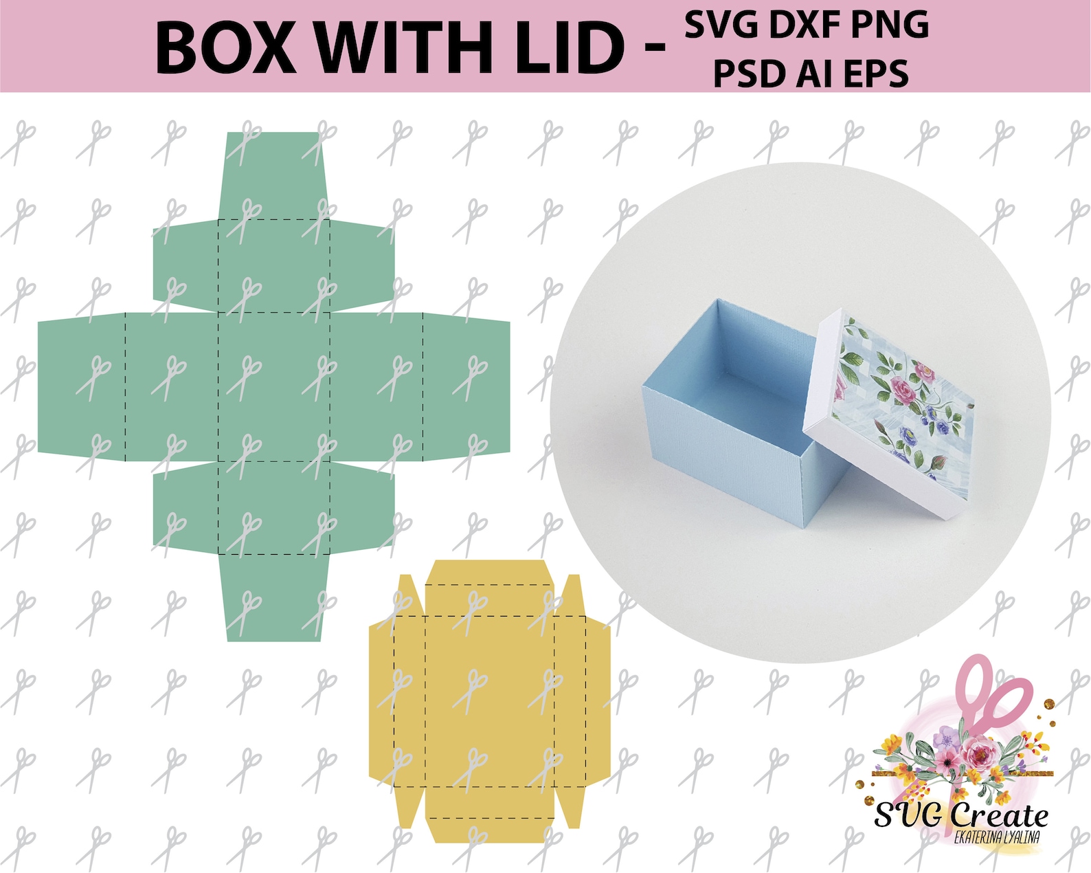 Box With Lid Template Svg Favor Pdf Paper Cut Diy Paper Etsy