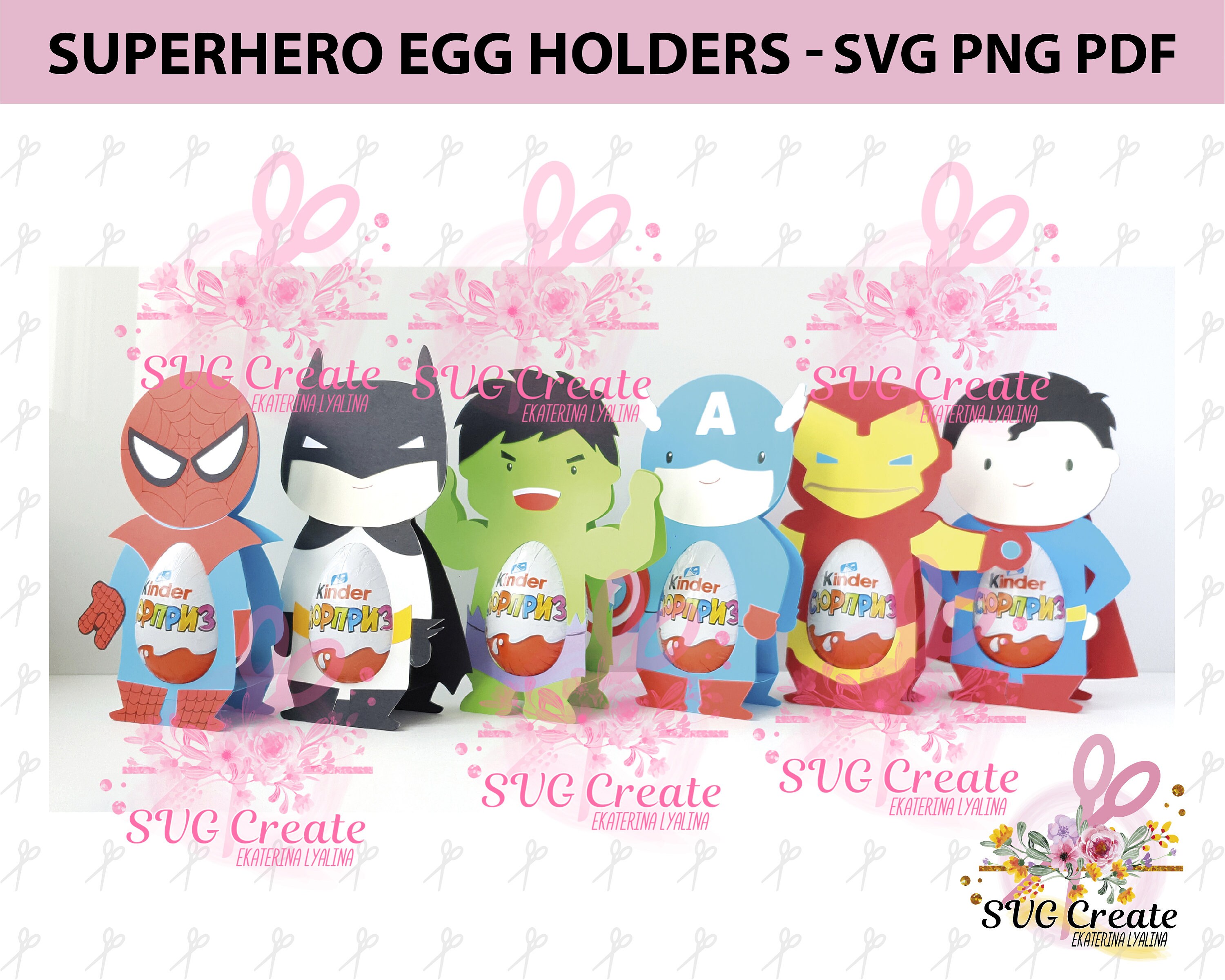 Download Kinder Holder Svg Cutting File Superheroes Template Etsy