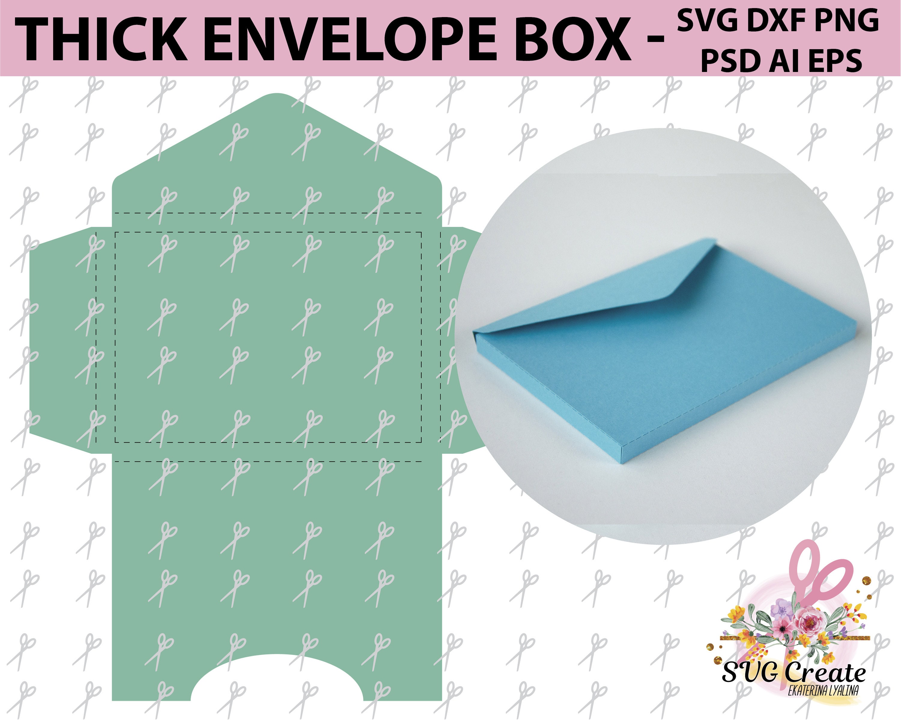 Envelope template box thick svg cut file paper cut photo card | Etsy