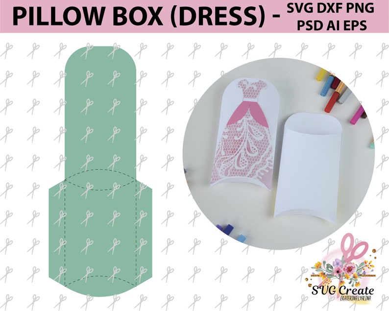 Download Pillow dress box template gift file favor paper cut svg ...