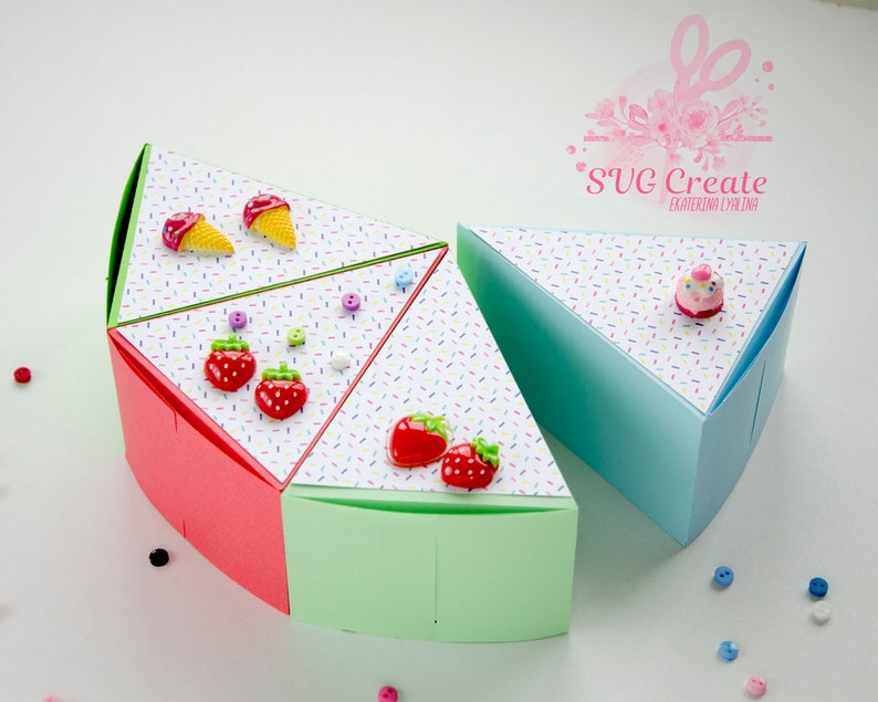 Cake slice box favor template papercut papercutting svg ...