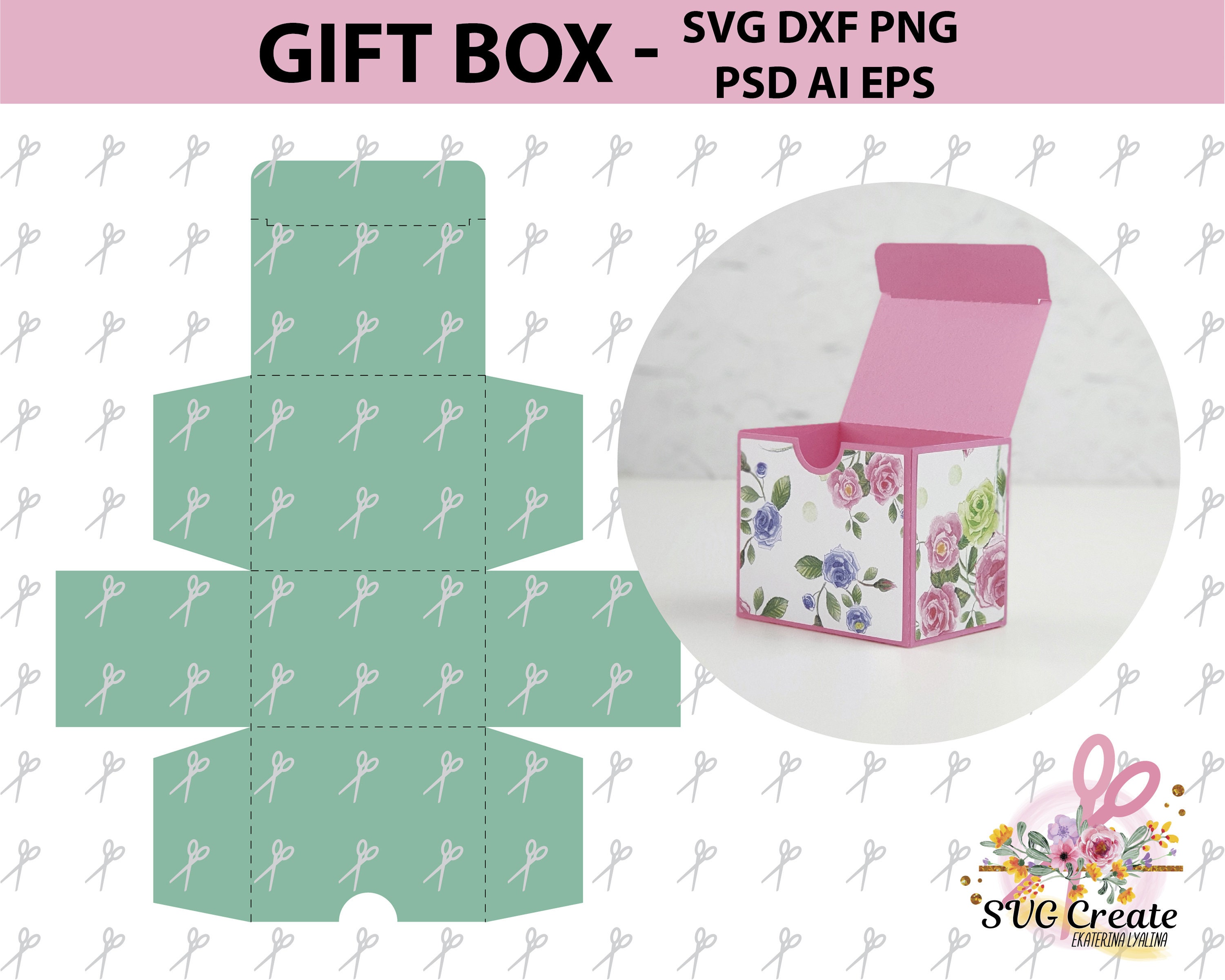 Download Gift box template svg dxf ai eps png favor paper cut diy ...