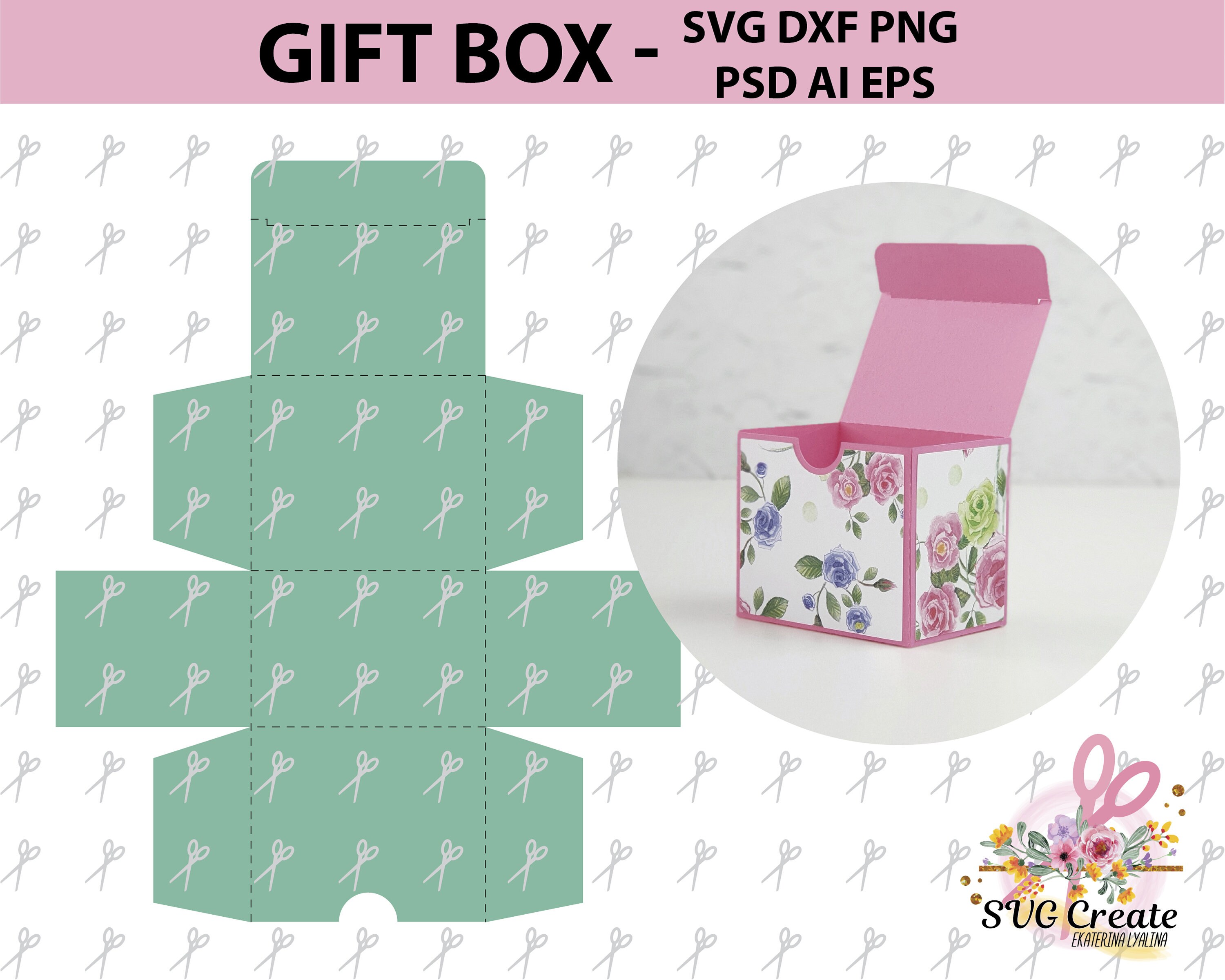 Download Gift box template svg dxf ai eps png favor paper cut diy paper | Etsy