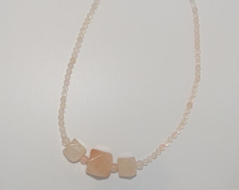 Rose Quartz Necklace With Faceted Beads- Crystal Healing