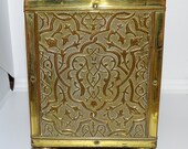 antique brass Art Nouveau Arts Crafts tea caddy intricate decoration