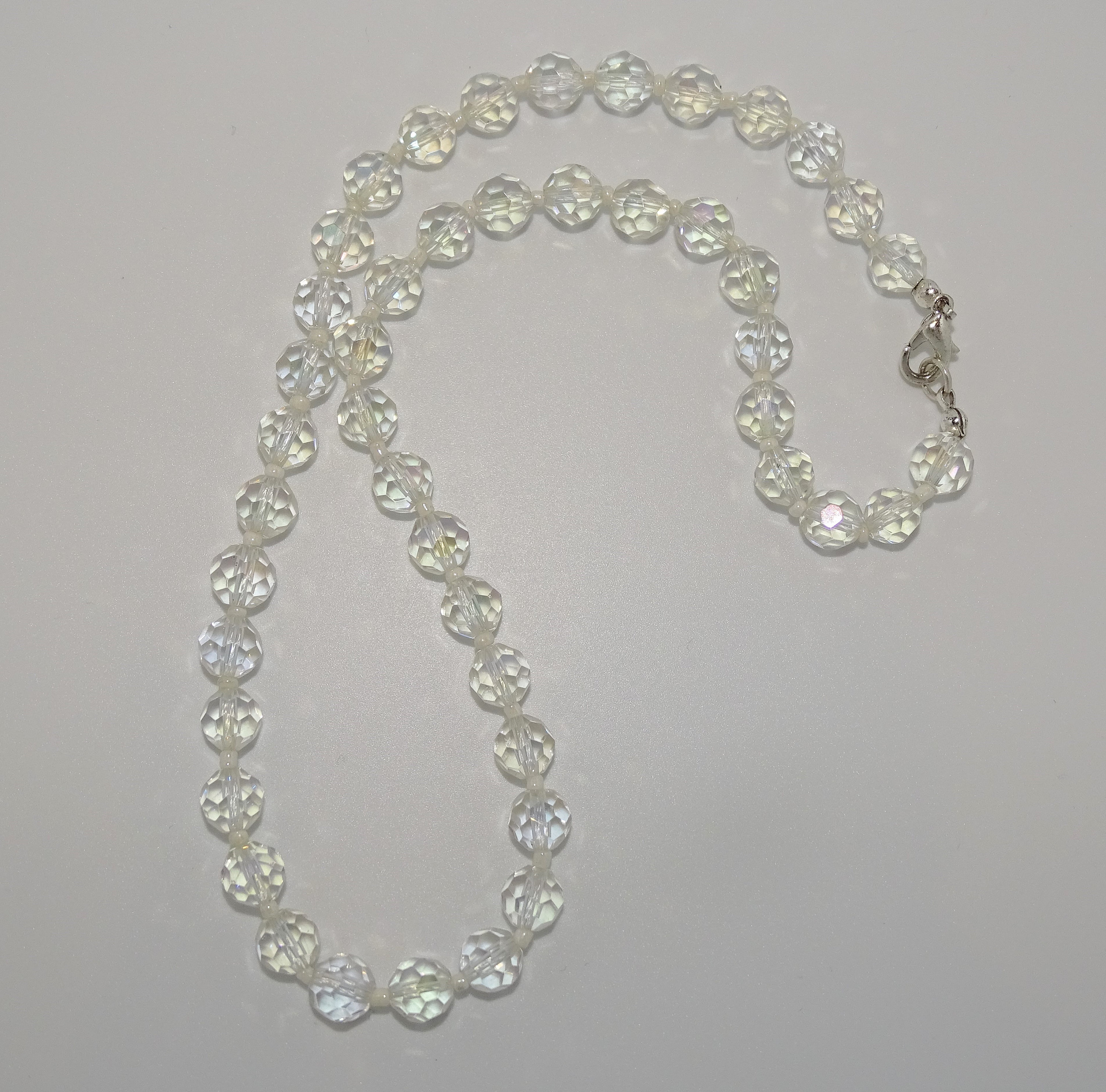 Single Strand Faceted Crystal Aurora Borealis Beaded Necklace - Etsy UK