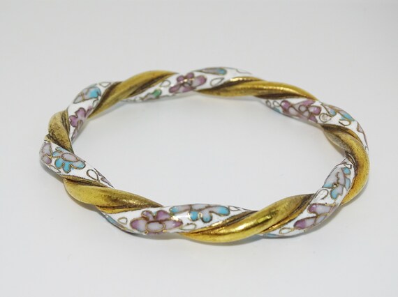 Beautiful vintage Chinese twisted brass and white… - image 3