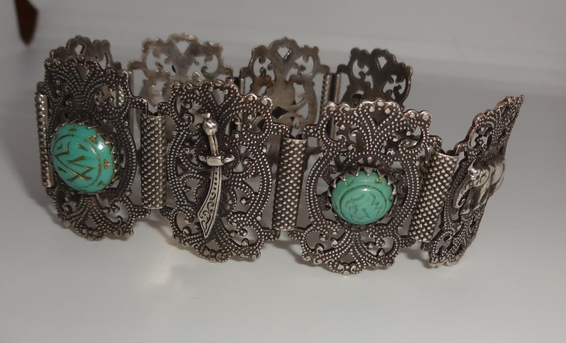 Vintage Hand of Hamsa/ Hand of Fatima Bracelet With Elephants - Etsy