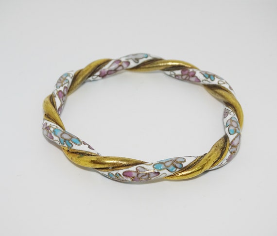 Beautiful vintage Chinese twisted brass and white… - image 7