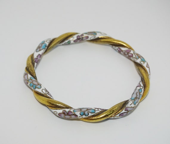Beautiful vintage Chinese twisted brass and white… - image 4