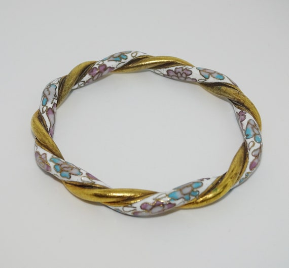 Beautiful vintage Chinese twisted brass and white… - image 6
