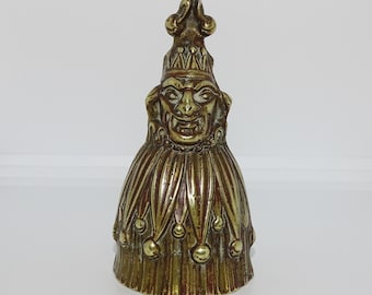 Vintage figural Jester/ Mr Punch brass bell/ hand bell