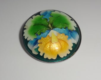 Guilloche Enamel Floral duel wear Pendant Brooch