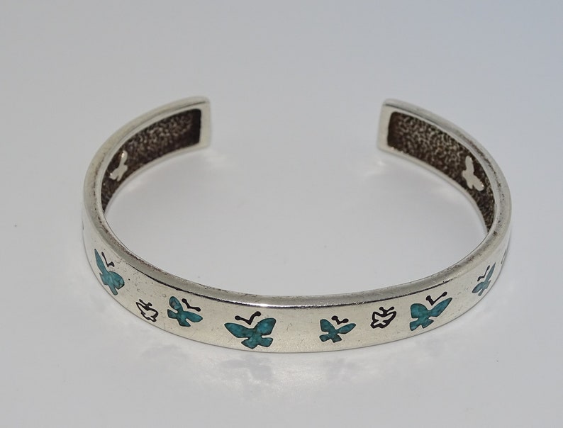 Sterling Silver 925 Navajo Style Cuff Bracelet Decorated With Etsy