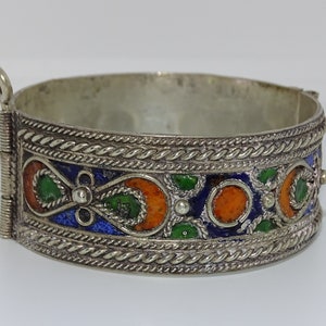 Vintage Moroccan Kabyle/berber Colourful Enamelled Hinged Cuff - Etsy UK