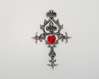 Beautiful Alchemy Gothic 2006 Sacred Heart Talisman Renaissance Cross of Passion pewter pendant