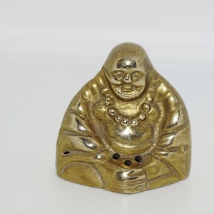Vintage small Chinese brass Buddha incense stick holder