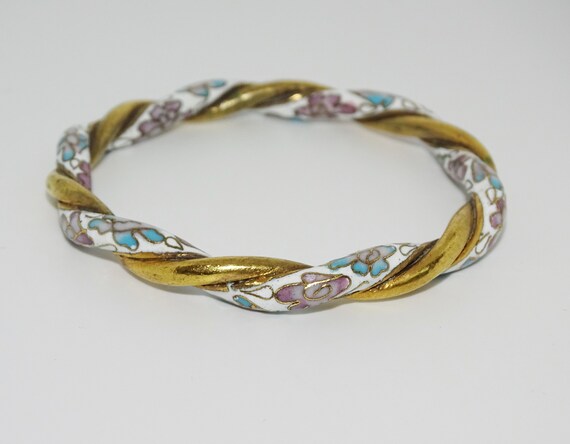 Beautiful vintage Chinese twisted brass and white… - image 5