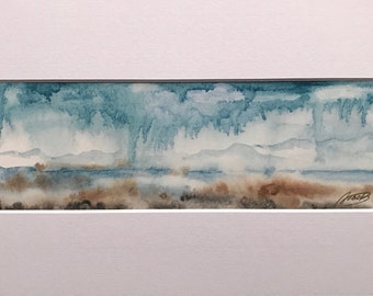 Small Atmospheric Seascape II - Original Painting in Watercolour, mounted, ready to frame, perfect present