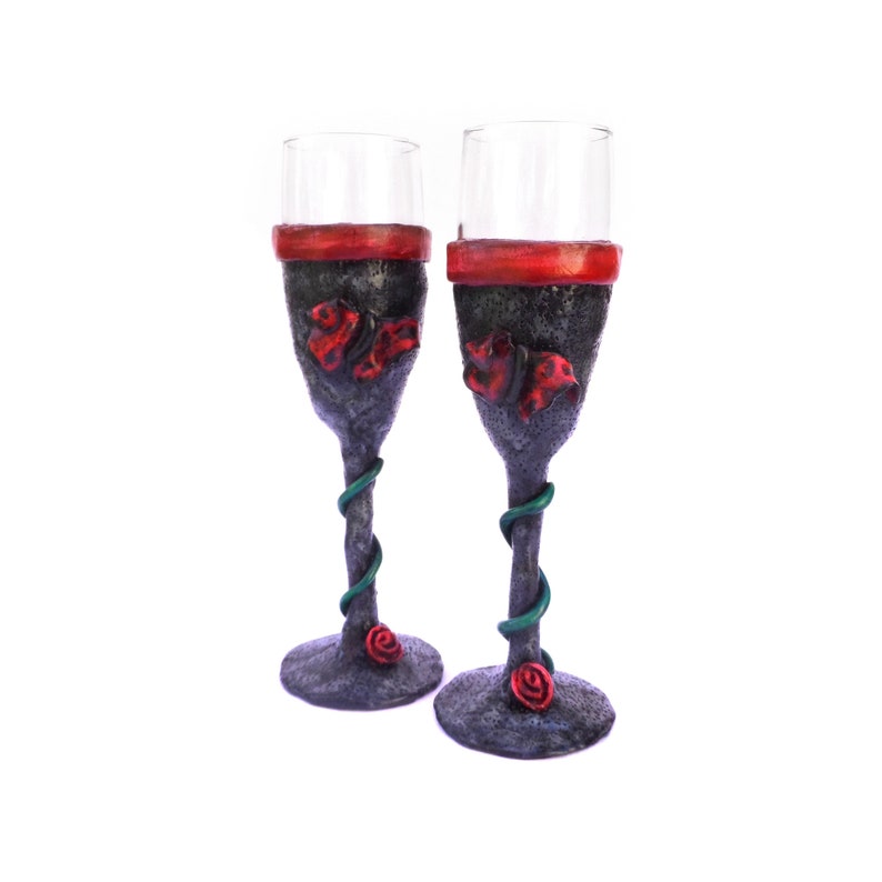 Decorated Wine Glasses Gothic Home Decor Gifts For Image 0