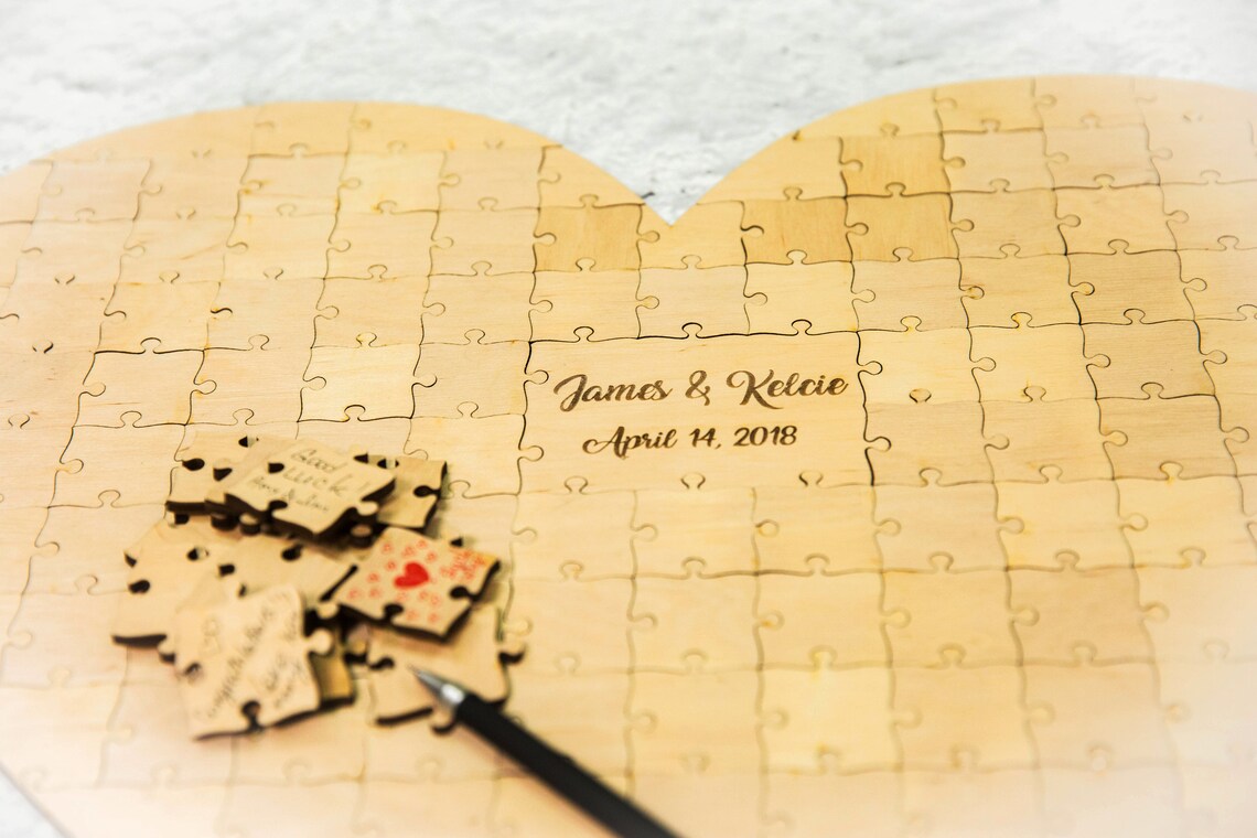 Wedding Guest Book Puzzle Wedding Guest Book Puzzle Heart Etsy