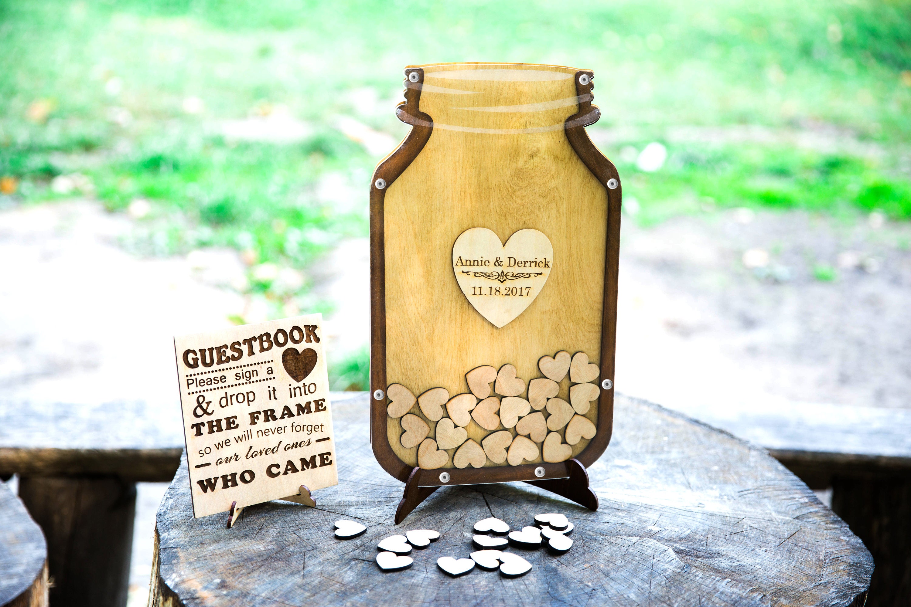 Guest book Wedding Guest Book Mason jar guest book Painted Etsy