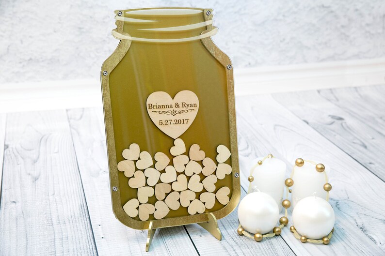 Guestbook Golden Wedding Guest Book Wedding Mason Jar Drop top Guest Book Alternative Guestbook Alternative Guest Book Custom Guestbook