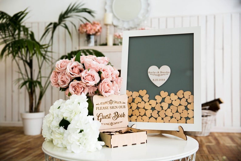 Hearts Drop Box Wedding Guest Book Alternative Wooden Drop In Etsy