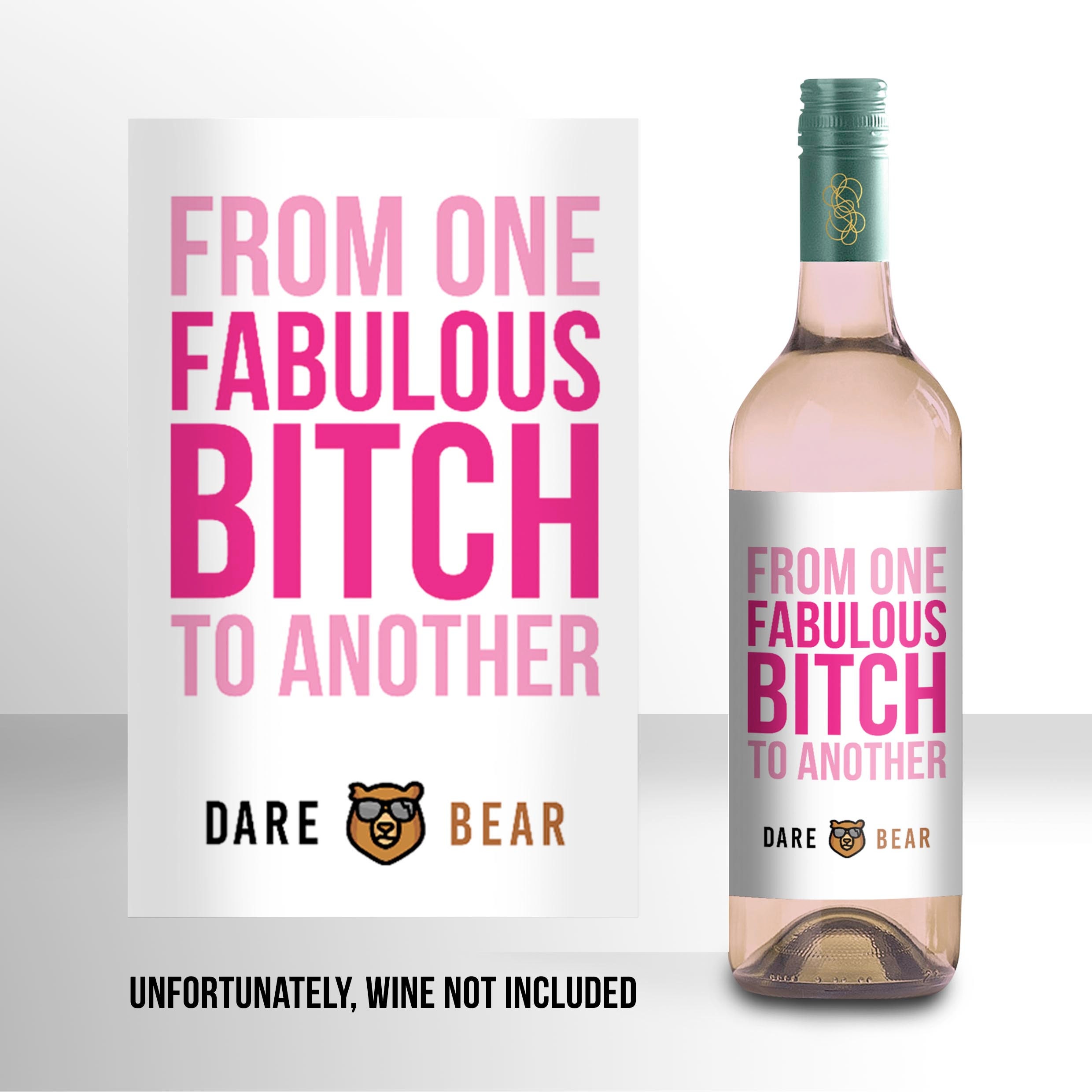Fabulous Bitch Funny Rude Wine Label Dare Bear Unique Unusual Etsy