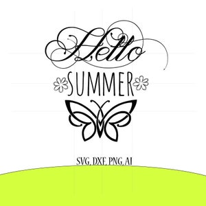 silhouette cameo png print file iron transfer svg dxf ai hello summer cut files for cricut HELLO SUMMER SVG
