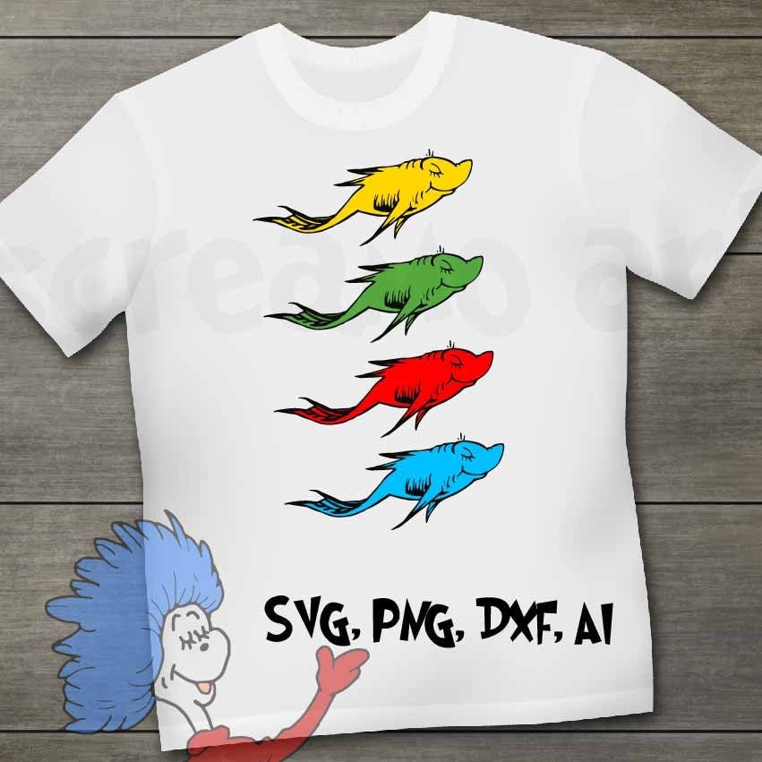 Download One Fish Two Fish Red Fish Blue Fish Svg Read Across Etsy