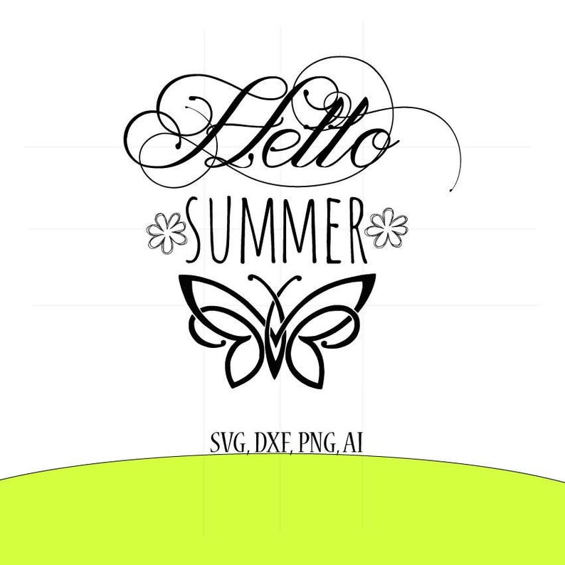 silhouette cameo png print file iron transfer svg dxf ai hello summer cut files for cricut HELLO SUMMER SVG