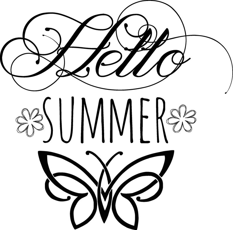 silhouette cameo png print file iron transfer svg dxf ai hello summer cut files for cricut HELLO SUMMER SVG