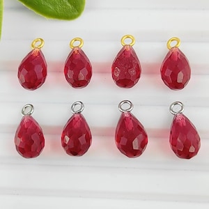Ciondolo a goccia in quarzo rubellite, per la creazione di gioielli, ciondolo a goccia sfaccettato in oro vermeil, ciondolo per lei, connettori per orecchini - Vendita al pezzo