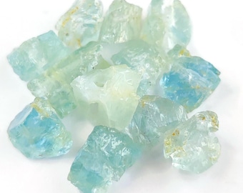 Gemstone Aquamarine Rough Beads, Drilled Aquamarine Raw Stones, Rough Aquamarine Gemstones, 8-10mm Loose Raw Stone.