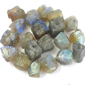 Gemstone Labradorite Rough Beads, Drilled Labradorite Raw Stones, Rough Labradorite Gemstones, 8-10mm Loose Raw Stone.