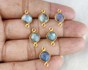 Labradorite Link Connector, Cushion Shape Bezel Connectors, Jewelry Making Charms, Double Loop Connector, Healing Crystal Connectors