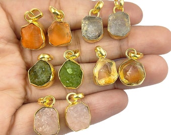 Raw Gemstone Pendant, Rough Birthstone Pendant, Healing Crystal Charm Pendant, Raw Gemstone Pendant, Gemstone Pendant, Selling Per Piece