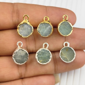 Aquamarine Rough Pendant, Round Shape Pendant, March Birthstone Charms, Women Gemstone Pendant, Mother&#39;s Day Gift , Selling Per Piece