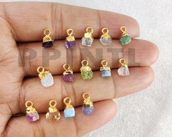 Raw Birthstone Charms, Personalized Birthstone Charm, Raw Crystal Charm, Single Stone Charm, Gift for Mom, Raw Necklaces Making Charms