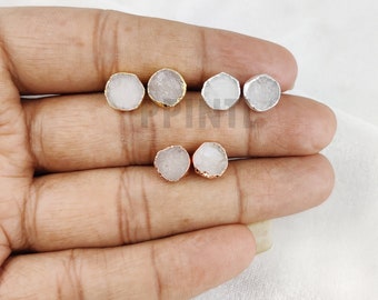 Rohe Rosenquarz Ohrringe, Oktober Birthstone Ohrstecker, Edelstein Ohrstecker, Rosa Stein Push Back Stud, Rosenquarz Ohrring, Geschenke für sie