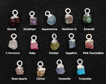 Berlocker med råa födelsestenar, 5-7 mm små ädelstenar med elektropläterade lockberlocker, grova berlocker med helande kristaller, smyckestillverkningsmaterial för gör-det-själv