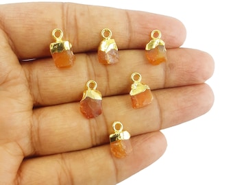 Beautiful Raw Carnelian Pendant,  Raw Carnelian Electroplated Pendant Charm, Healing Charm, Energy Crystal Pendants, Crystal Pendants