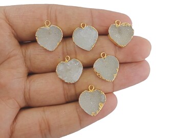 Heart Connector Drusy PG09D Druzy Petite One of a Kind Pieces Druzy Heart Pendant Gold Plated Pendant Natural
