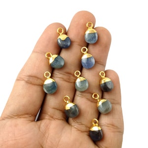 Tanzanite Smooth Gemstone Tumble Pendant, Gold Electroplated Pendant, December Birthstone Pendant.