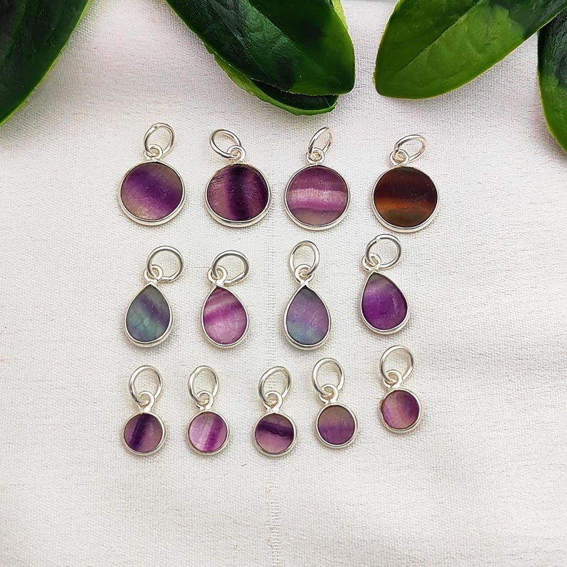 gemstone pendant fluorite jewelry supplies crystal charm pendant teardrop fluorite pendant round gemstone charm wire wrapped pendant fluorite crystal charm handmade jewelry supply sterling silver charm purple stone pendant natural fluorite charm boho gemstone charm