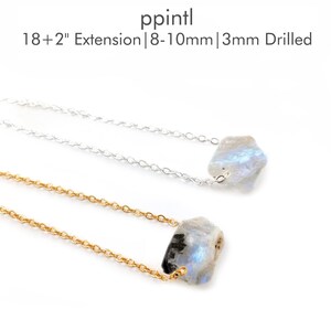 Rainbow Moonstone Bead Necklace, Raw Crystal Necklace, Rough Pendant Necklace, 18k Gold Plated  Moonstone Necklace, Healing Necklaces