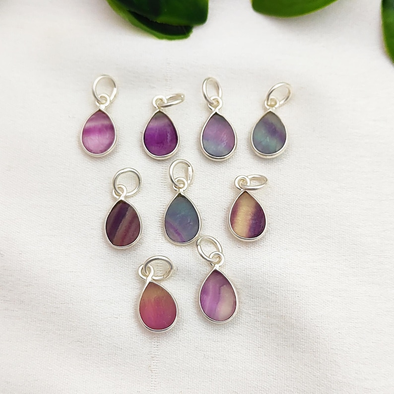gemstone pendant fluorite jewelry supplies crystal charm pendant teardrop fluorite pendant round gemstone charm wire wrapped pendant fluorite crystal charm handmade jewelry supply sterling silver charm purple stone pendant natural fluorite charm boho gemstone charm
