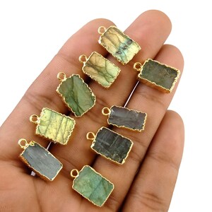 Labradorite Freeform Slice Charms, Gold Electroplated Slice Pendant, Labradorite Edge Electroplated Slice Charms, Gemstone Slice Pendant